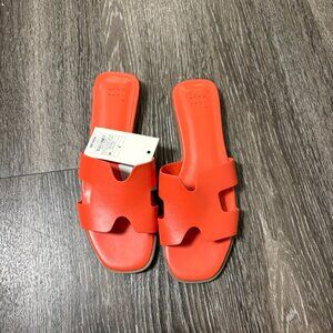 A New Day Orange Nina Slide Sandals Women’s Size 7 Square Toe New With Tags